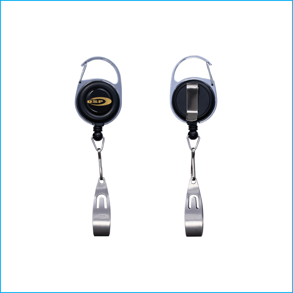 O.S.P. CARABINER CLIP REEL and LINE CUTTER | BLACK