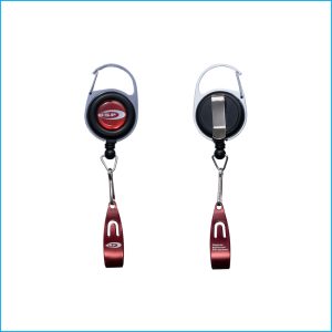 O.S.P.  CARABINER CLIP REEL and LINE CUTTER | RED